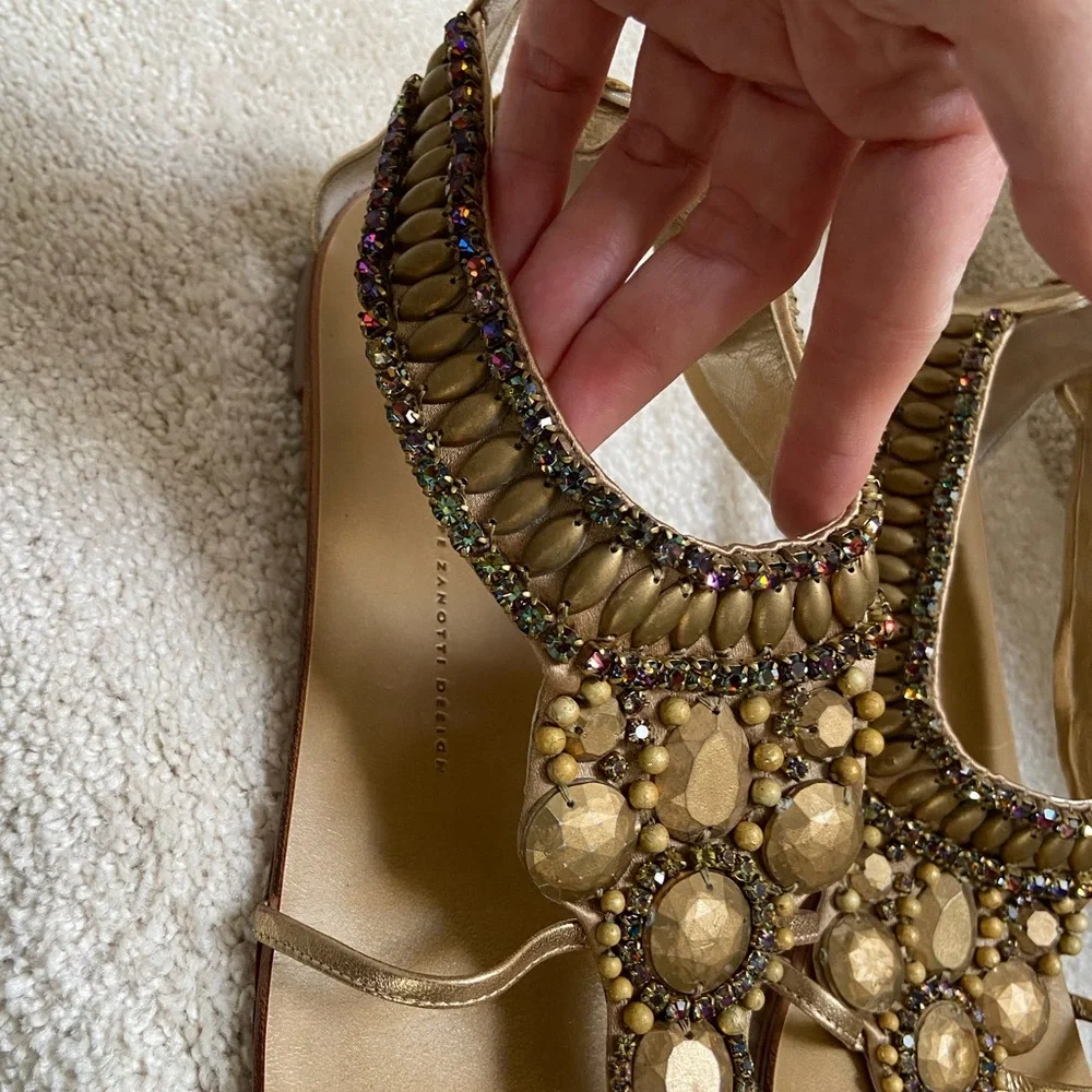 Giuseppe Zanotti Gold Embellished Sandals - Picture 4 of 8